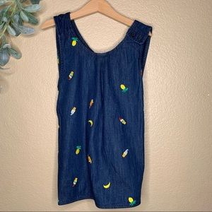 Hanna Andersson ~ Embroidered Fruit and Ice Cream Denim Dress